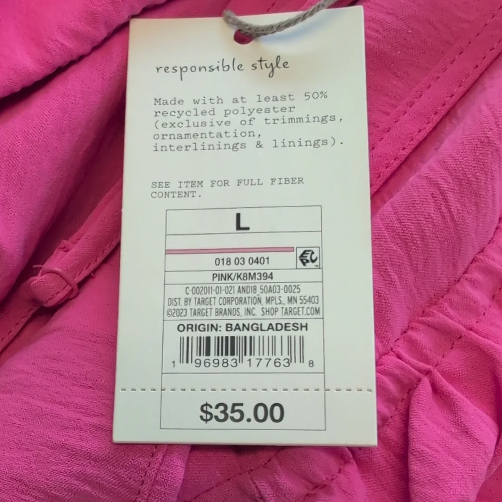 a new day Vibrant Pink Maxi NEW Strapless Dress L                    CC143 - Picture 9 of 9